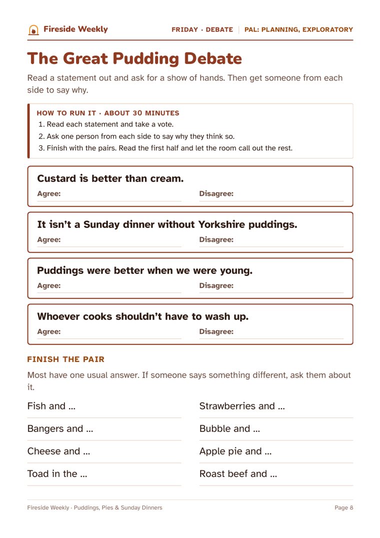 Page 8 of the sample pack: Friday · Debate