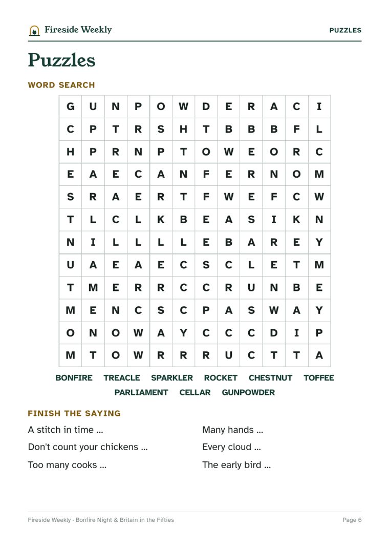 Page 6 of the sample pack: Puzzles