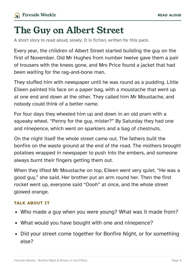 Page 4 of the sample pack: Read-aloud story