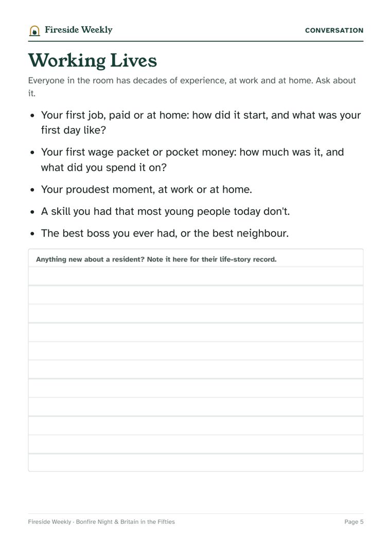 Page 5 of the sample pack: Conversation